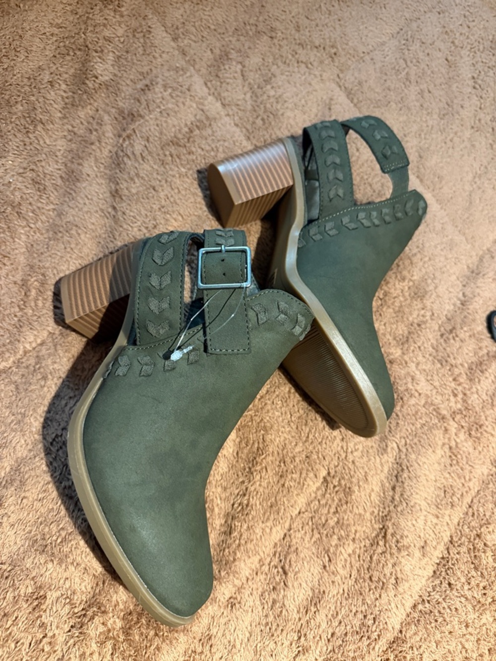 Maurices Olive Green Cutout Mule Booties. NWT